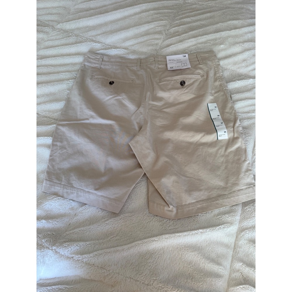 Goodfellow & Co Mens 34 Every Wear Flat Front Chino Shorts Khaki Tan 9" Inseam